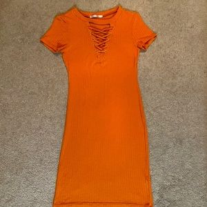 Orange Ribbed Dress